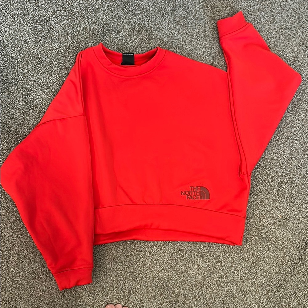 The North Face Cropped Fiery Red Horizon Performance Fleece Sweatshirt Large